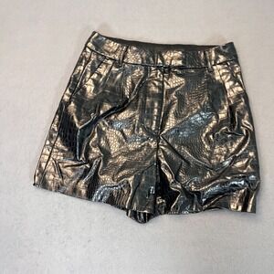 Express Women Sz 4 Pleather Black Croc Print Mini Skirt Short Skort Y2K 90s Club